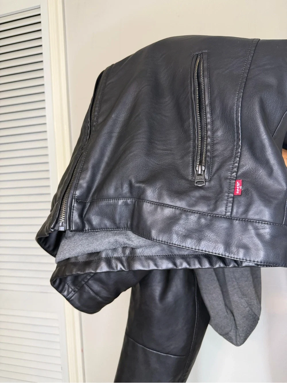 Men's Levi's® Faux Leather Hooded Racer Jacket, Size L